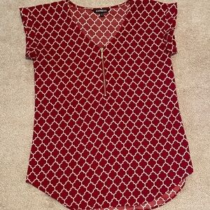 Express Women's Red Patterned Blouse